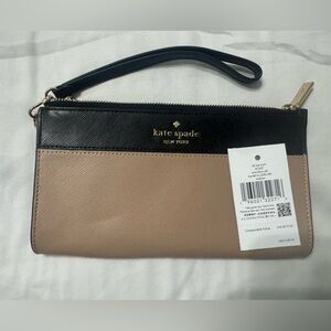 Kate Spade Madison Double Zip Two Tone Black and Brown Wristlet